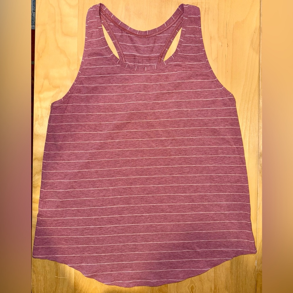 Lululemon Love Tank *Pleated in Short Serve Stripe Heathered So Merlot White - Picture 7 of 14